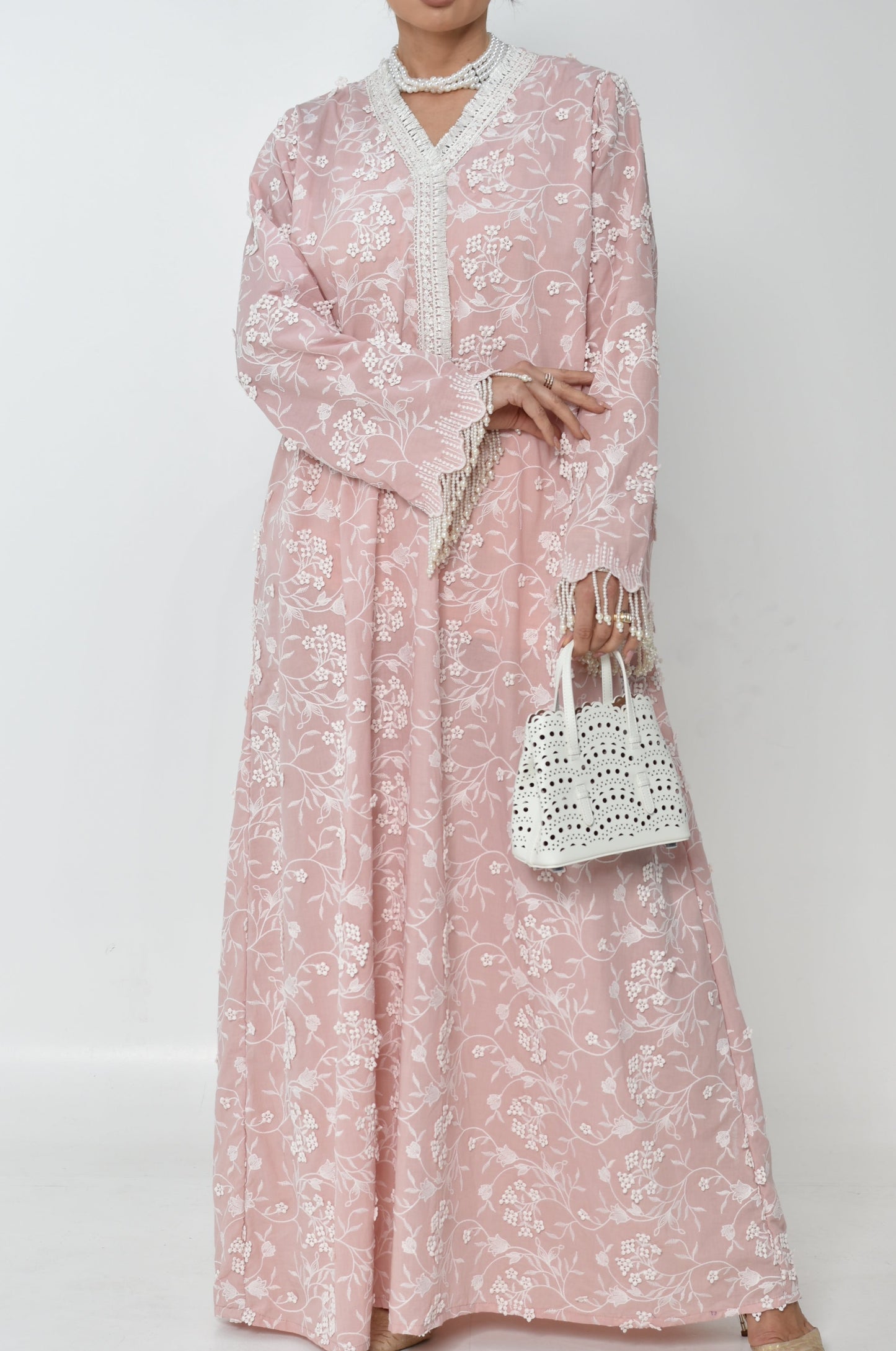 Blush Embroidered Jalabiya