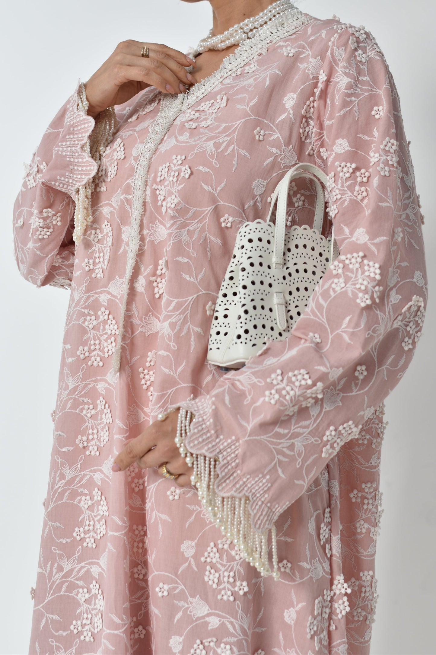 Blush Embroidered Jalabiya