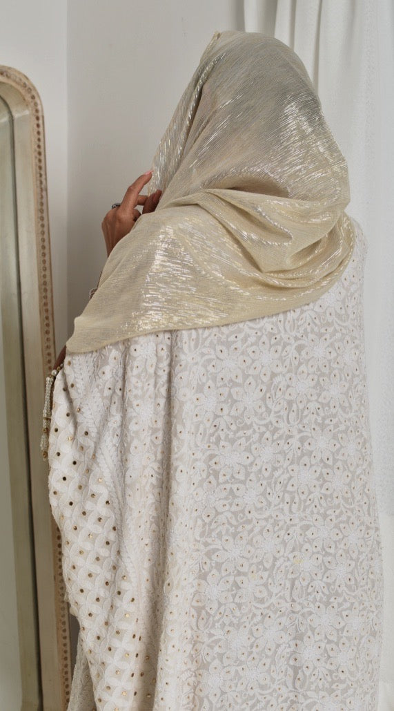 White Chikankari Kaftan