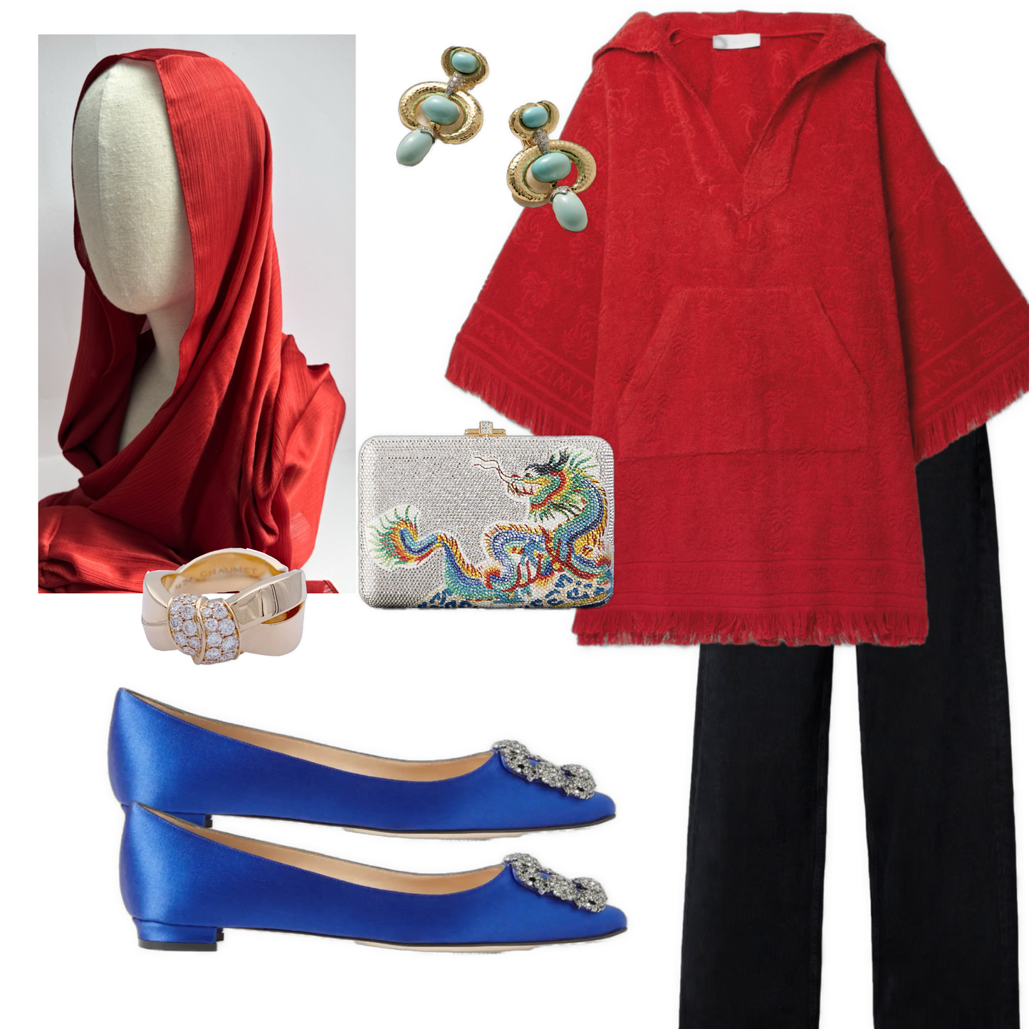 Rose Red Silk Satin Hijab