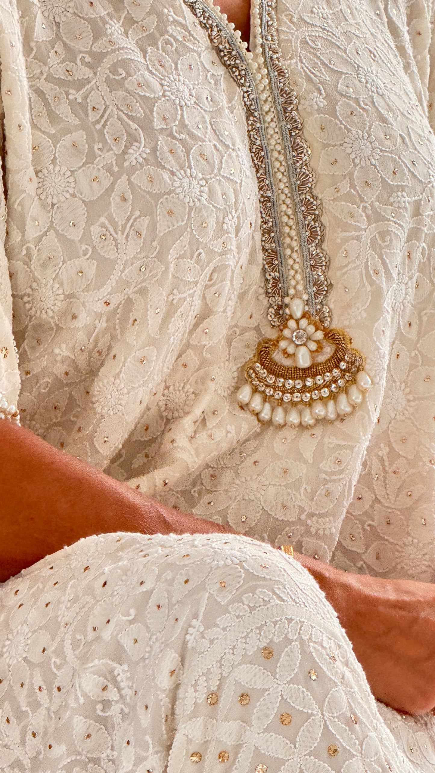 White Chikankari Kaftan