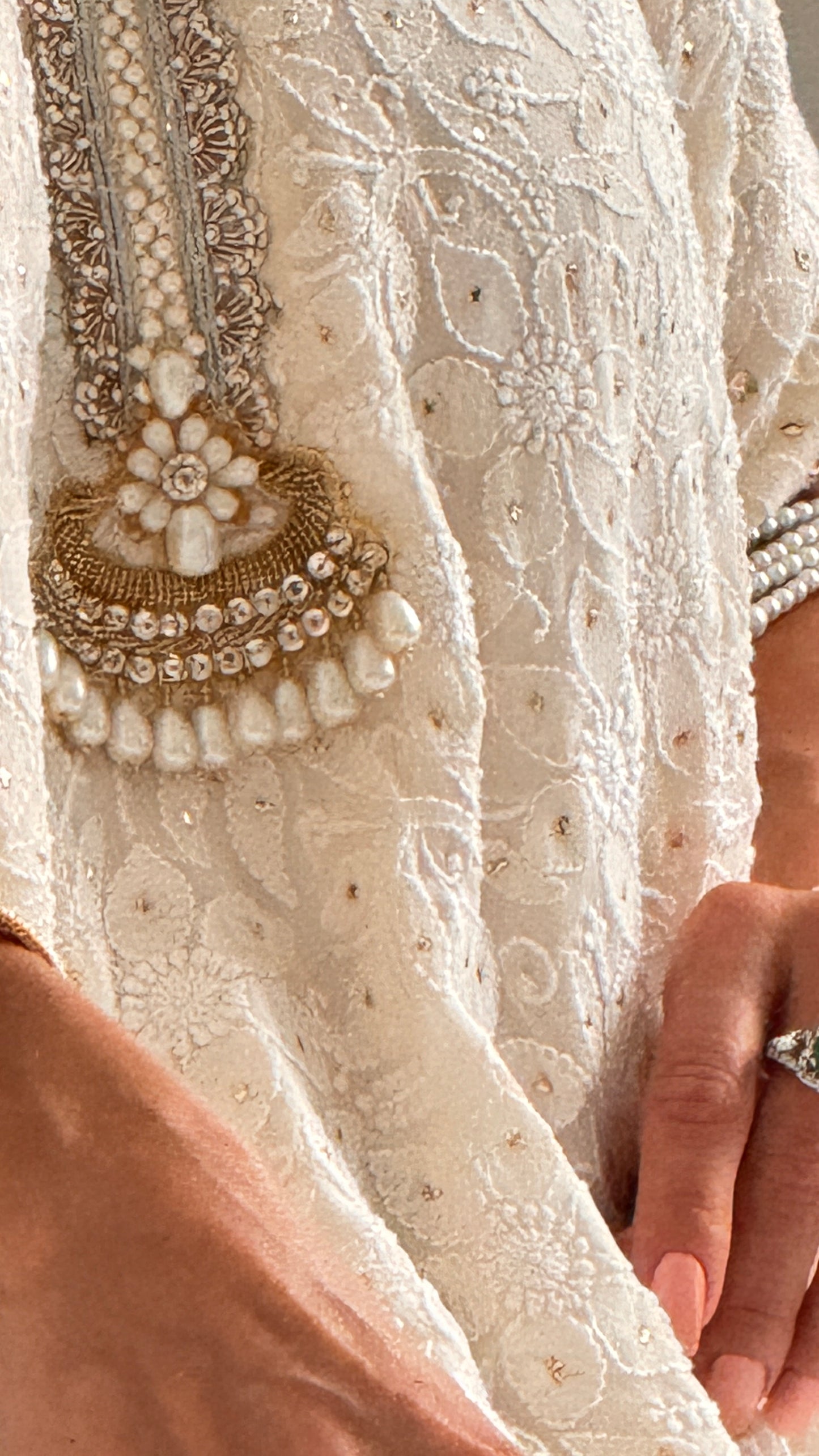 White Chikankari Kaftan