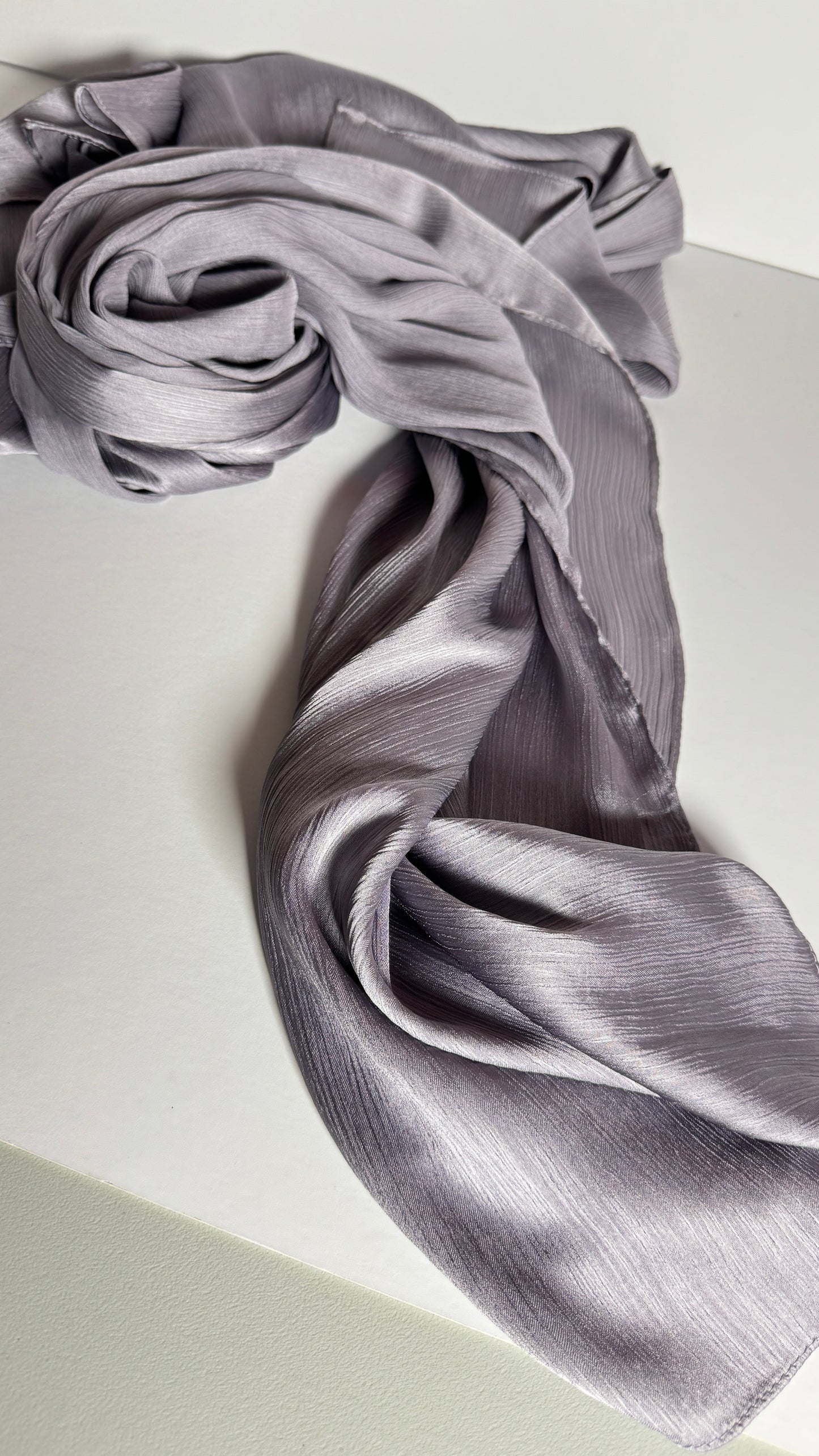 Lavender Grey Silk Satin Hijab