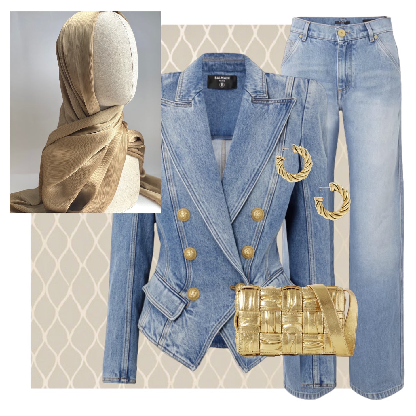 How to style bronze gold satin hijab