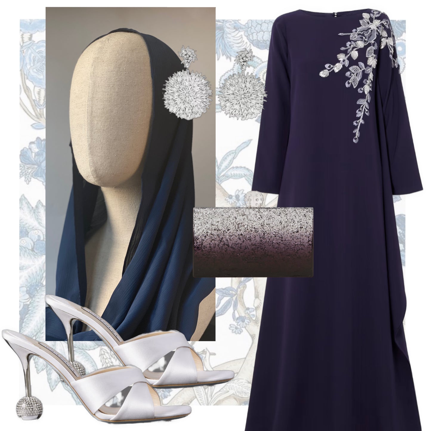 Midnight Blue Silk Satin Hijab