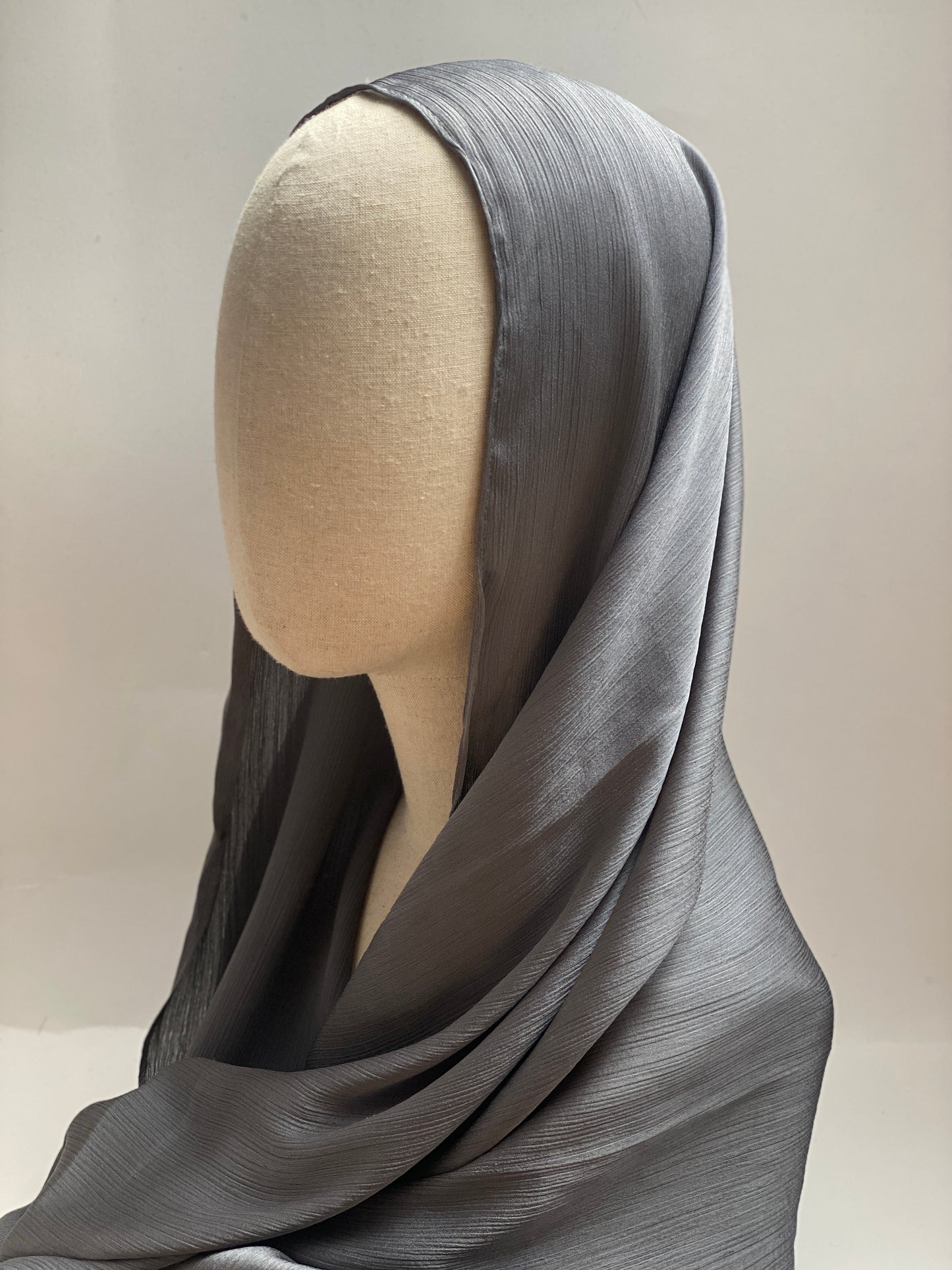 Silver Grey Satin Hijab