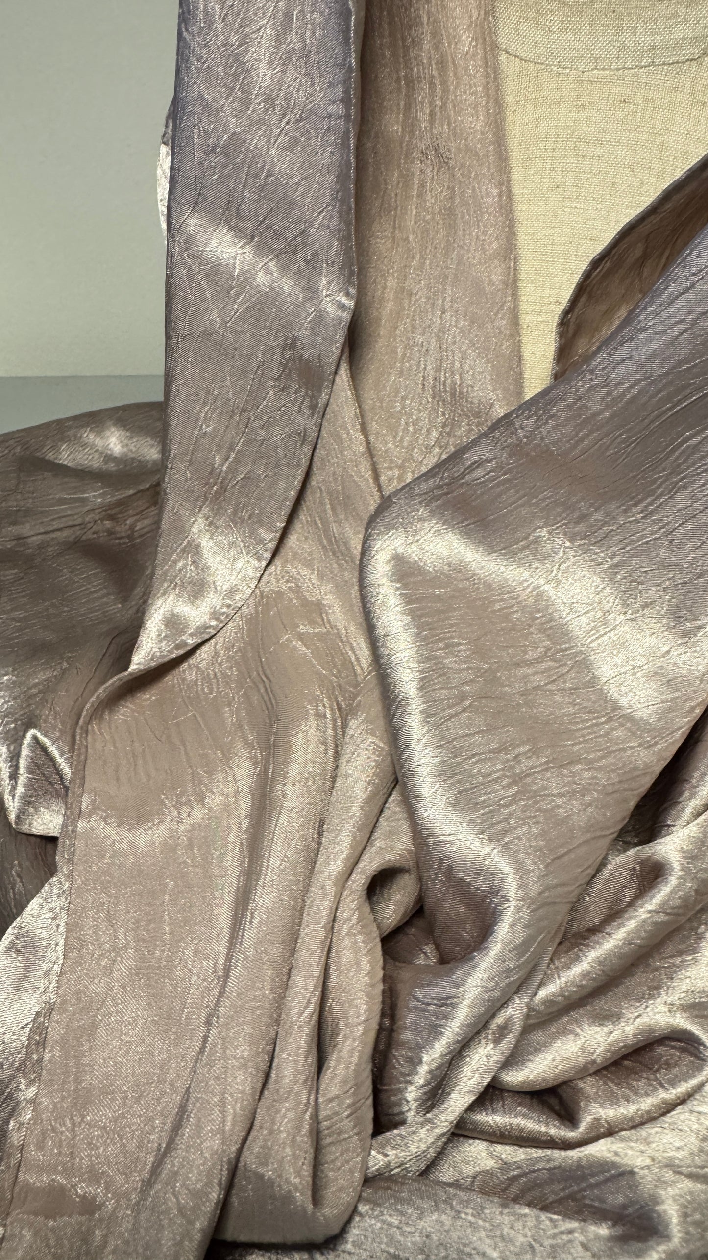 Ash grey Metallic Satin