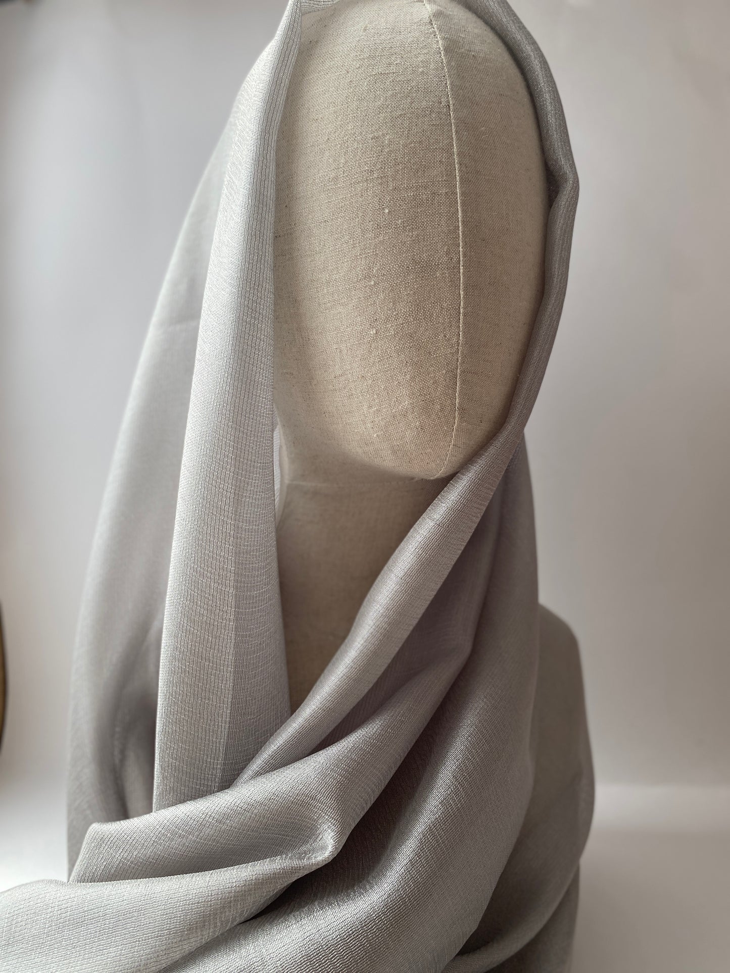 Silver Silk Linen Hijab