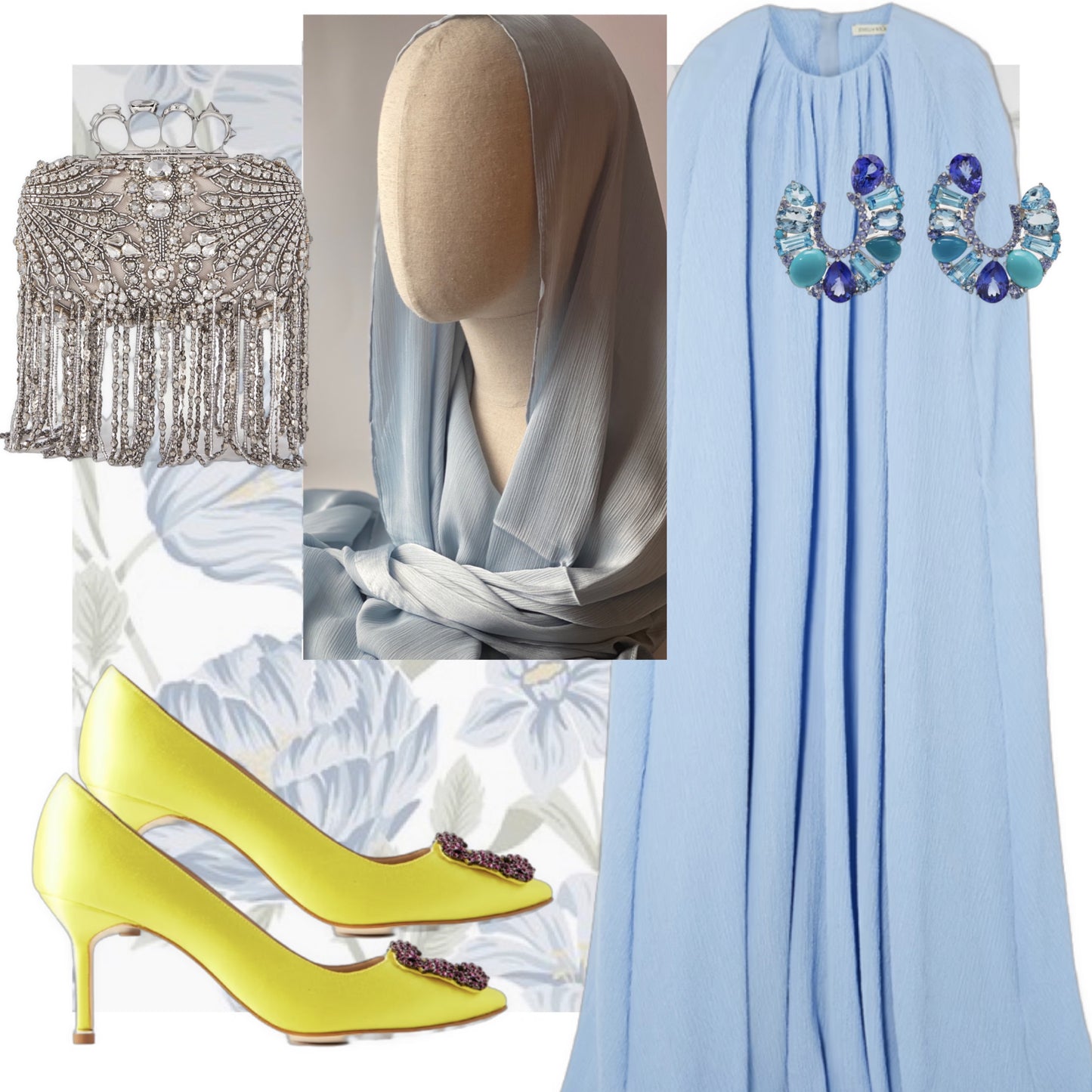 Sky Blue Silk Satin Hijab