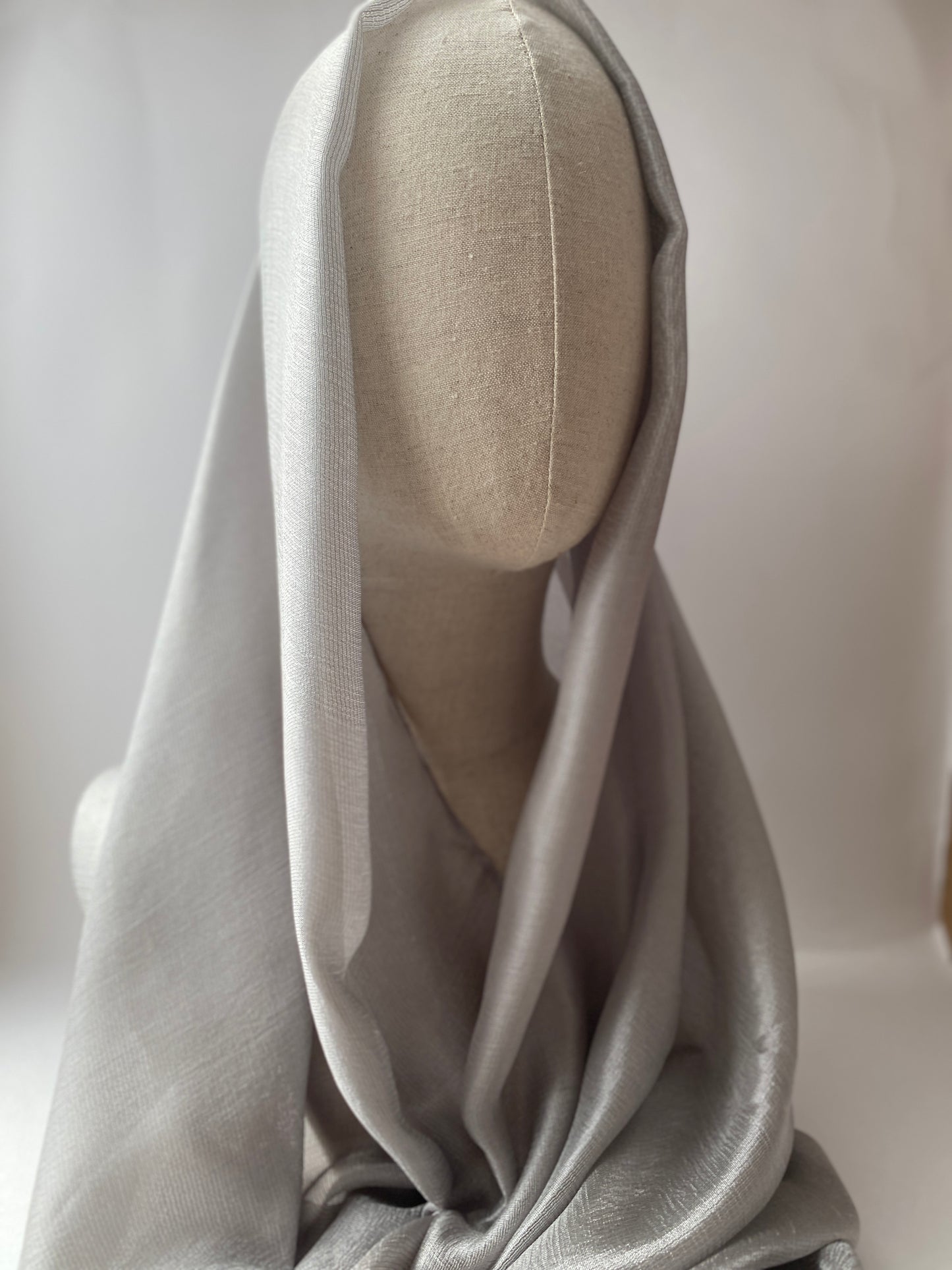 Silver Silk Linen Hijab