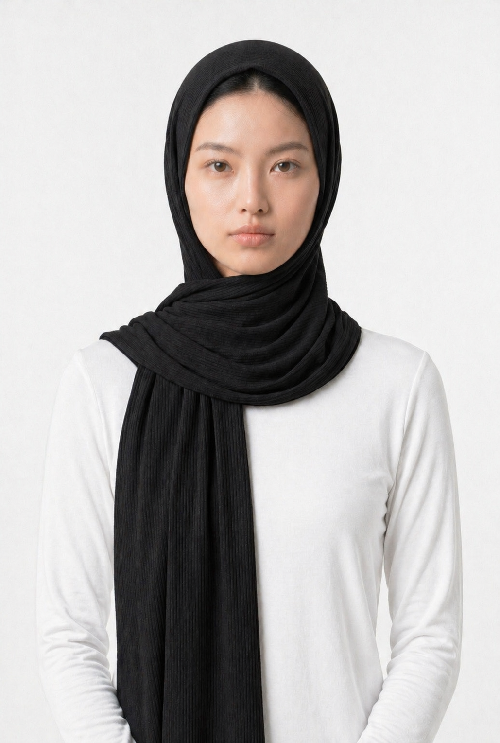 Black Ribbed Jersey Hijab