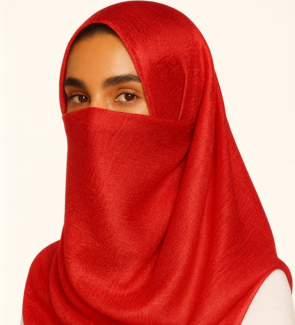 Red Silk Linen Hijab