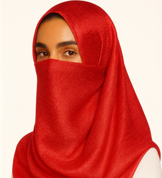 Red Silk Linen Hijab