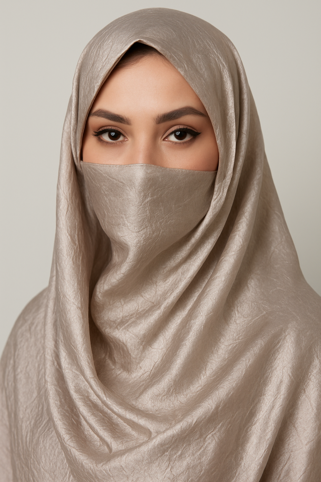 Ash grey Metallic Satin