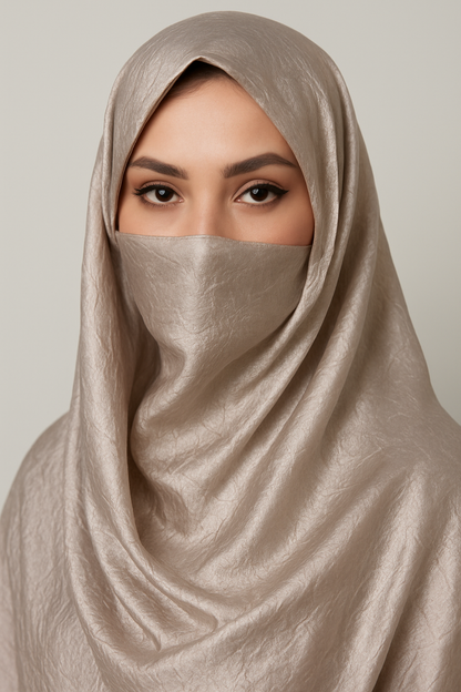 Ash grey Metallic Satin