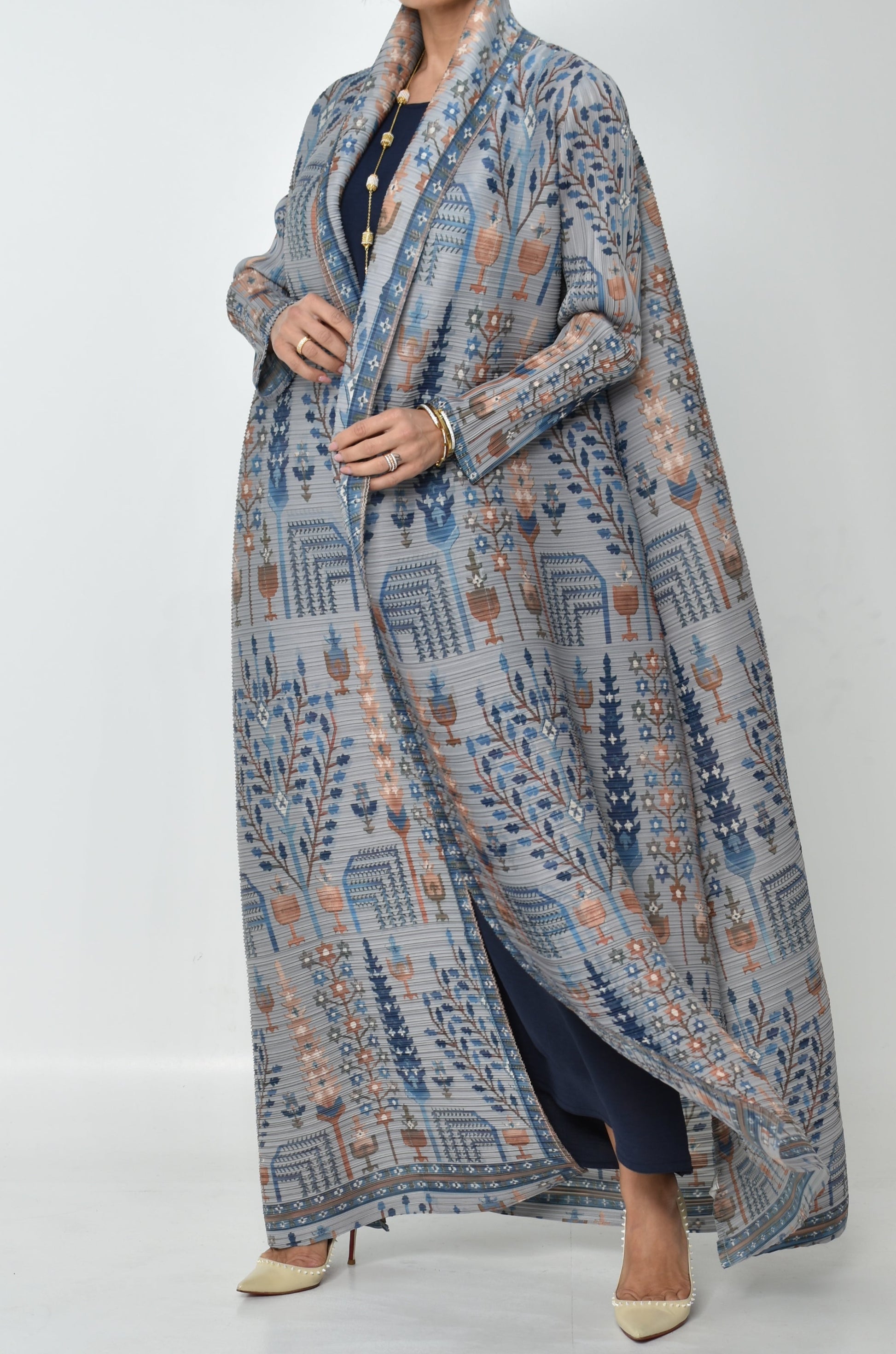 pleated abaya dress Muslim Elegant Women Long Sleeve Maxi Dress Pleated Kaftan Abaya Dubai Ball Gown