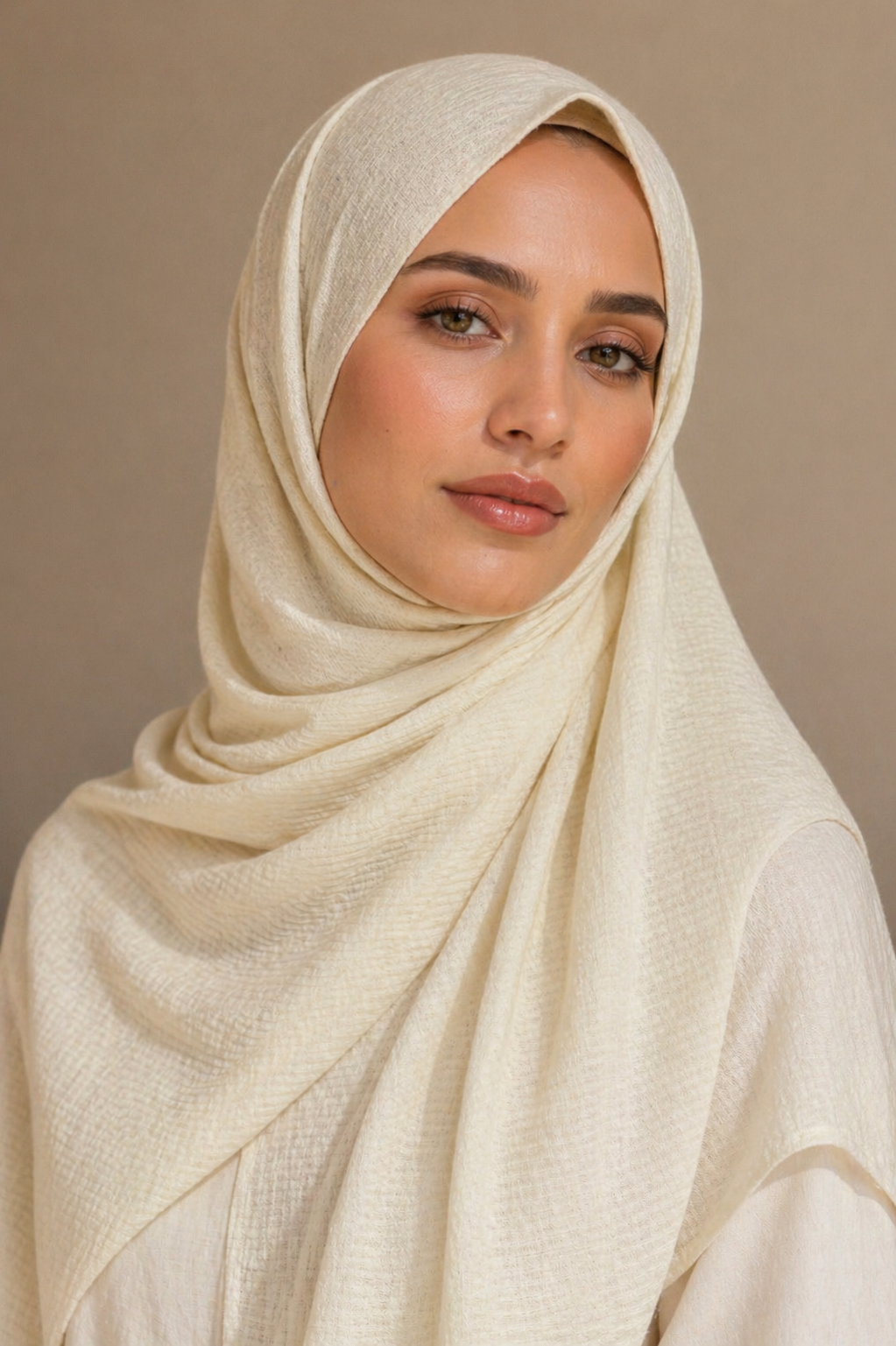 Cream Ribbed Jersey Hijab