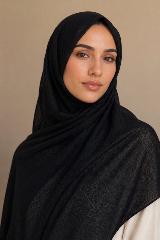Black Ribbed Jersey Hijab