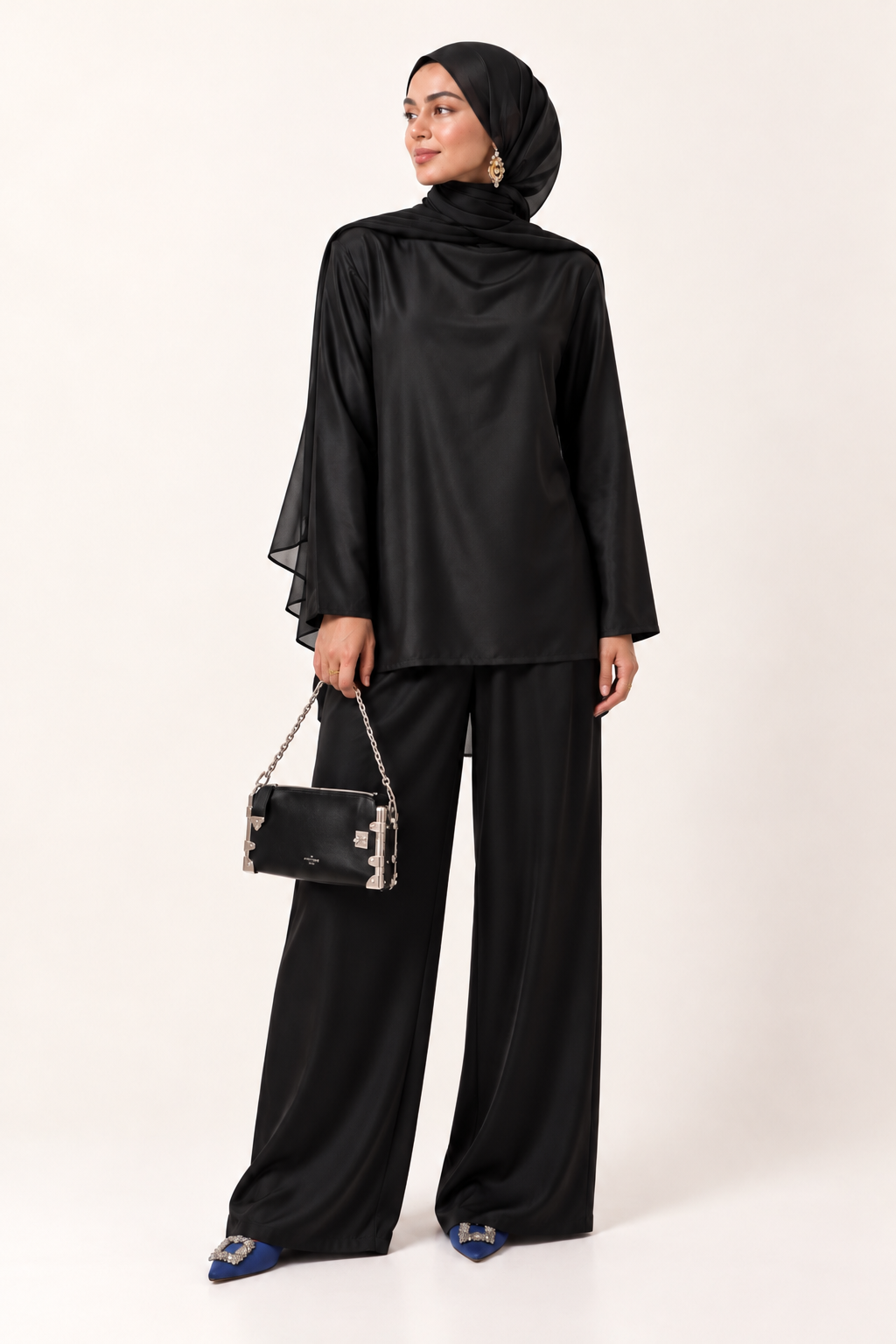 Silk Top -Convertible Neckline