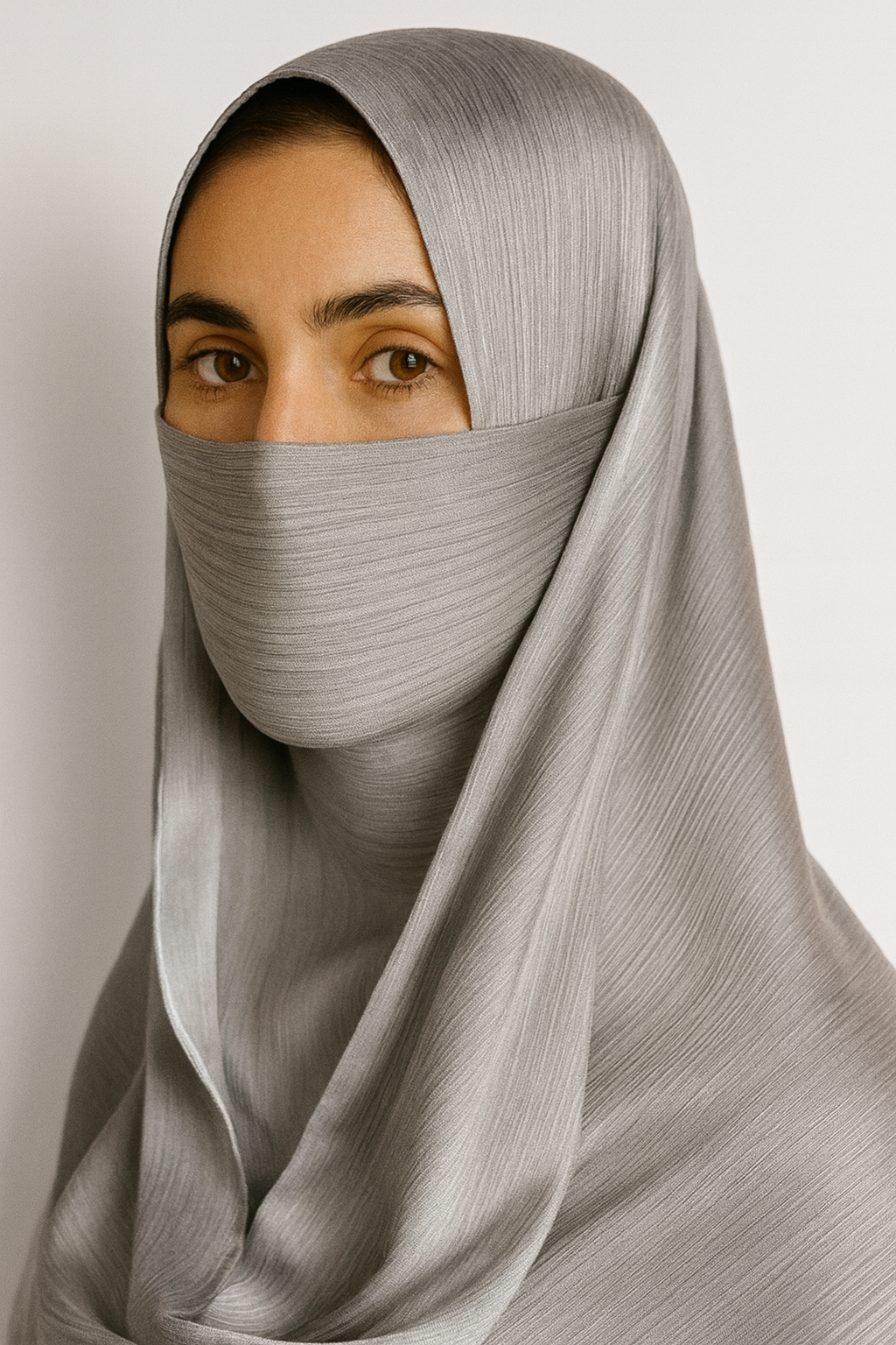 Silver Grey Silk Satin Hijab