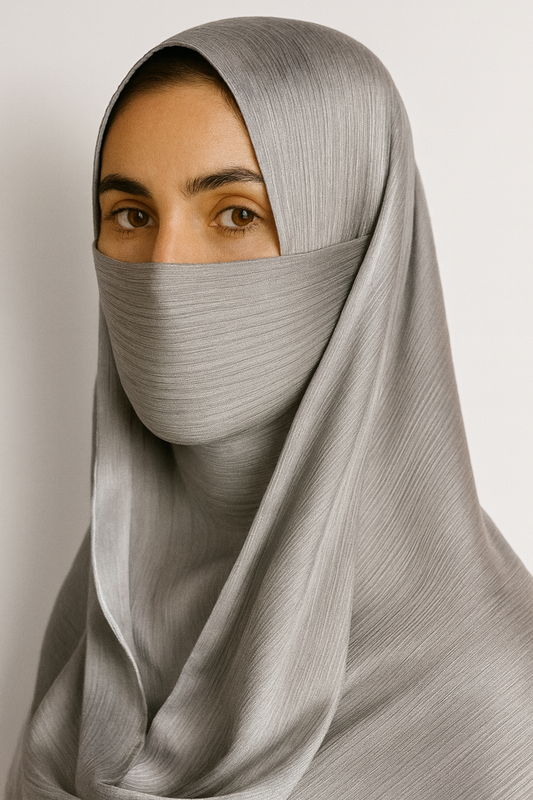Silver Grey Silk Satin Hijab