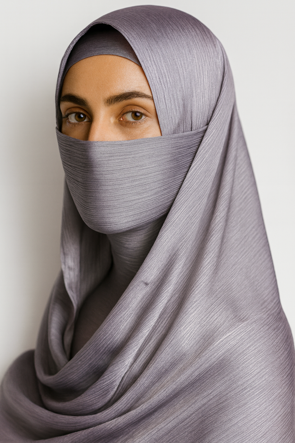 Lavender Grey Silk Satin Hijab