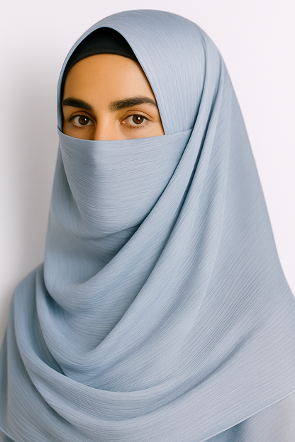 Sky Blue Silk Satin Hijab