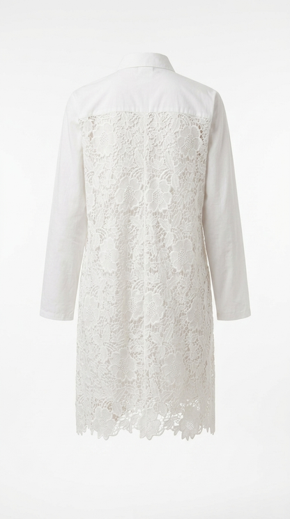 White Cutwork Crochet Shirt (Front Open)