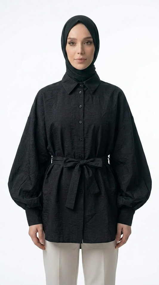 Noir Batwing Tie Shirt