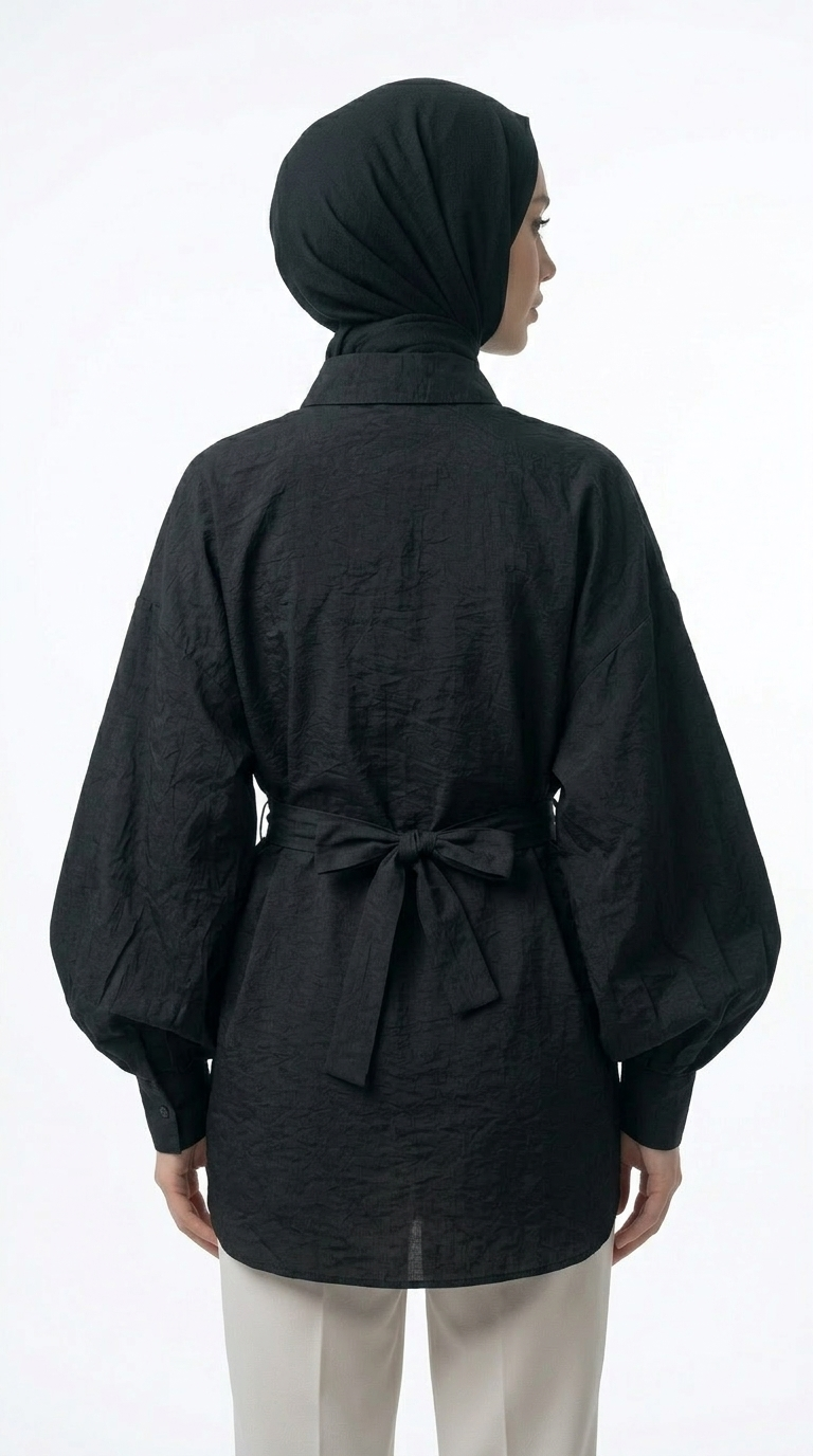 Noir Batwing Tie Shirt
