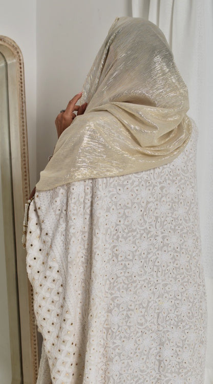 White Chikankari Kaftan