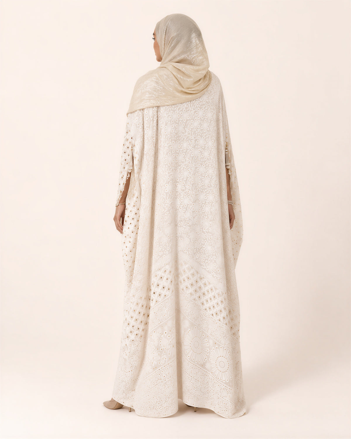 White Chikankari Kaftan